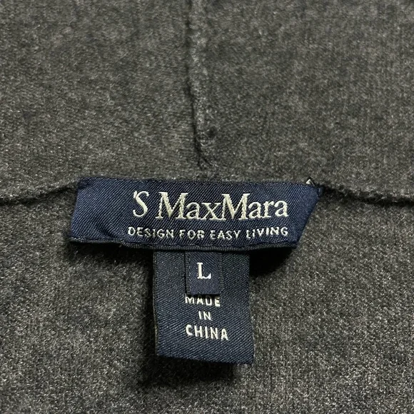 MaxMara Grey Cable Knit Cashmere Hooded Cardigan Sweater L - Picture 4 of 7